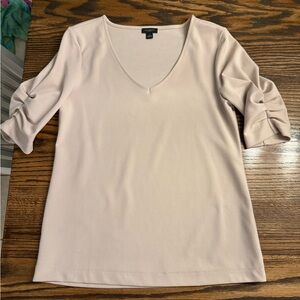 Ann Taylor Soft Pink V-Neck Long Sleeve Top